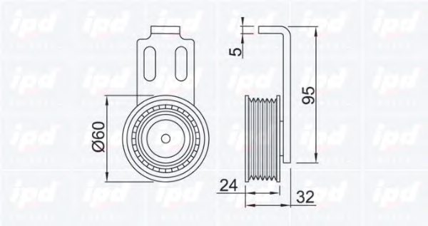 IPD 14-0424 Tensioner Pulley, v-ribbed belt